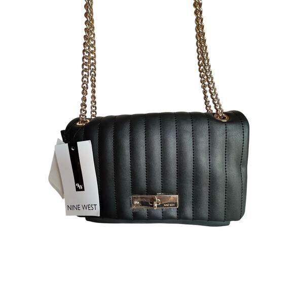 Brand New Beautiful Black NINE WEST Vegan Shoulder/ Purse/Handbag Smooth - Picture 2 of 7